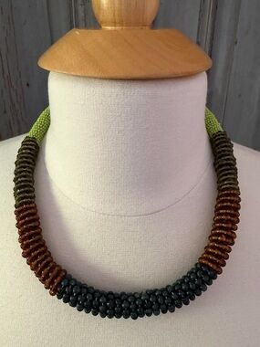 Anthropologie Multi‑Color Beaded Statement Necklace